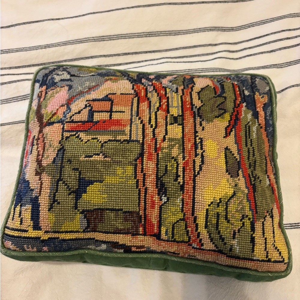 Needlepoint Tapestry Pillow with artwork